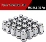 12x1.5 Wheel Lug Nuts, 20PCS Chrome 12mmx1.5 Closed End Bulge Acorn Lug Nut, Cone Seat, 19mm Hex Aftermarket Wheels