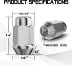12x1.5 Wheel Lug Nuts, 20PCS Chrome 12mmx1.5 Closed End Bulge Acorn Lug Nut, Cone Seat, 19mm Hex Aftermarket Wheels