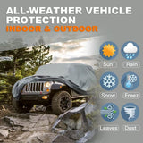 Heavy Duty Jeep 2dr Car Cover, Custom Fit Jeep Wrangler 2 Door CJ YJ JK JL Waterproof All Weather for Automobiles, Full Car Cover - Sun, Rain & UV Protection