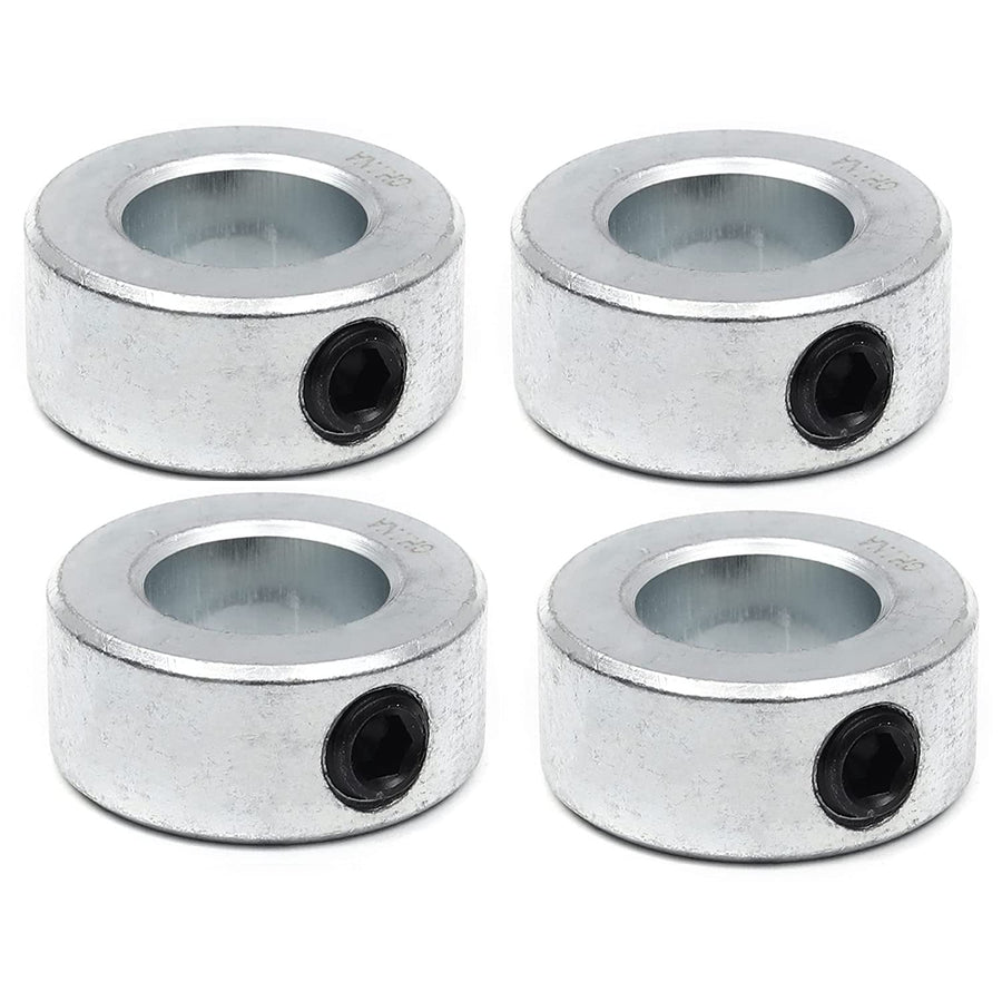 (4-Pack) 5/8” Bore Solid Steel Shaft Collars with Zinc Plated Coating - Durable Shaft Collars Suitable for Machinery and Industrial Use