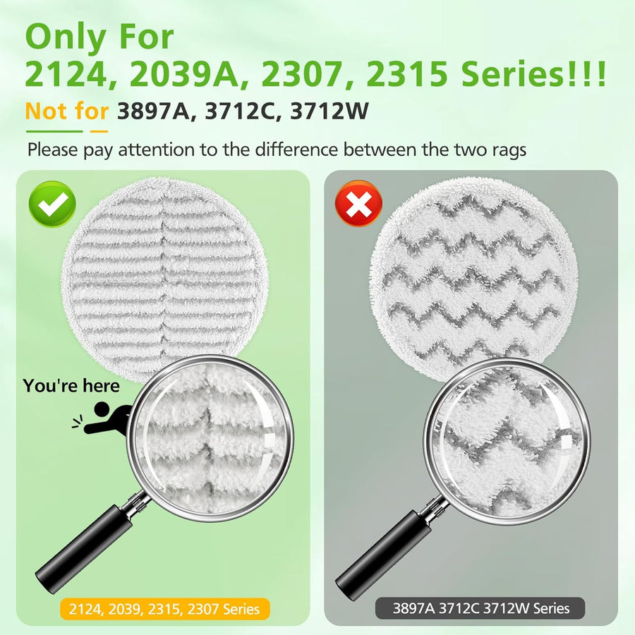 8 Pack Mop Pads Replacement Compatible with Bissell Spinwave 2124, 2039A, 2307, 23157, 23159, 20393, 20399 Hard Floor Spin Mop, 2 Soft Pads, 4 Scrubby Pads, 2 Heavy Scrub Pads