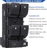 Driver Side Power Master Window Switch, Compatible with Chevy Silverado/Chevrolet Traverse/HHR/2007-2013 GMC Sierra/Yukon/Buick Enclave Replace OE 20945129 25789692