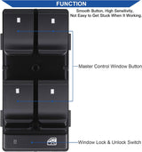 Driver Side Power Master Window Switch, Compatible with Chevy Silverado/Chevrolet Traverse/HHR/2007-2013 GMC Sierra/Yukon/Buick Enclave Replace OE 20945129 25789692 - Side View