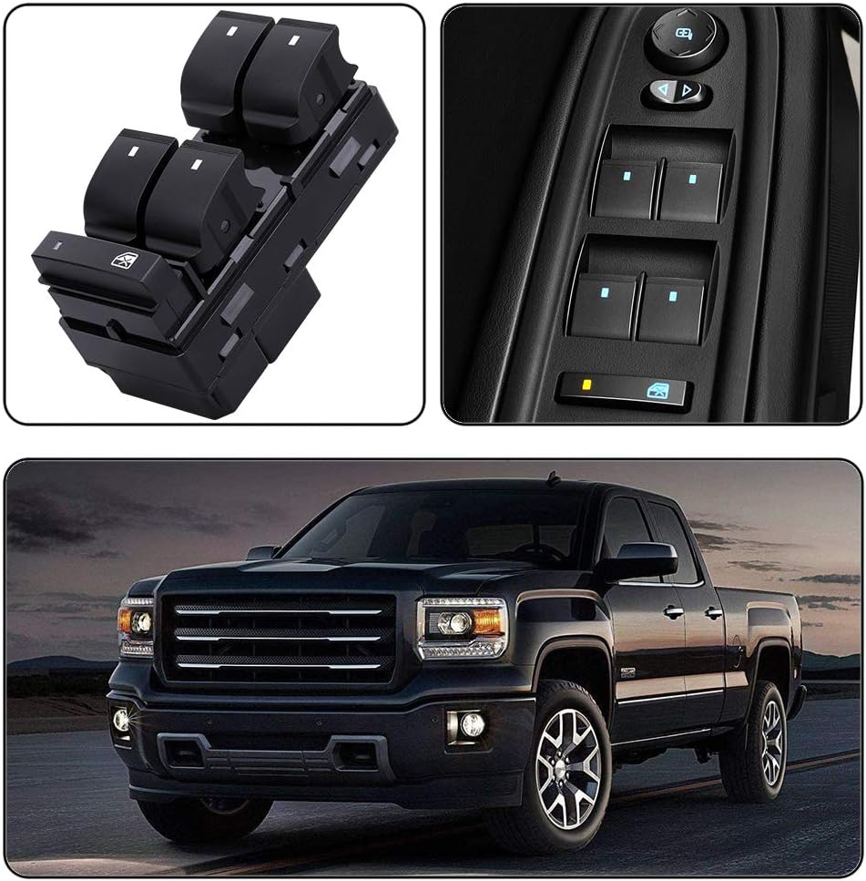 Driver Side Power Master Window Switch, Compatible with Chevy Silverado/Chevrolet Traverse/HHR/2007-2013 GMC Sierra/Yukon/Buick Enclave Replace OE 20945129 25789692