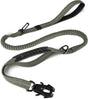 Bungee Dog Leash with Frog Snap Hook - Heavy Duty Elastic Training Lead for Medium Large Dogs - Shock Absorbing Anti-Pull Walking Leash - Olive