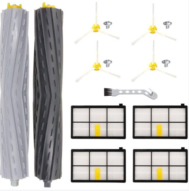 Replacement Accessory Kit Compatible with iRobot Roomba 800 Series - 1 Pair Main Brushes + 4 Side Brushes + 4 Filters + 1 Cleaning Tool - 10-Piece Set