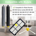 Replacement Accessory Kit Compatible with iRobot Roomba 800 Series - 1 Pair Main Brushes + 4 Side Brushes + 4 Filters + 1 Cleaning Tool - 10-Piece Set