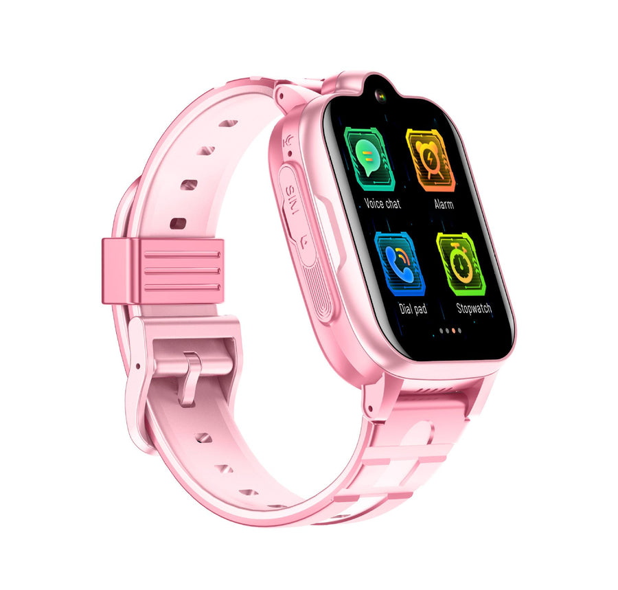 Smart Kids Phone Watch - 4G Video Call GPS Tracker Smartwatch with IPX7 Waterproof IPS Touch Screen Magnetic Charge - Pink