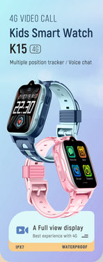 Smart Kids Phone Watch - 4G Video Call GPS Tracker Smartwatch with IPX7 Waterproof IPS Touch Screen Magnetic Charge - Pink