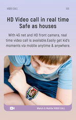Smart Kids Phone Watch - 4G Video Call GPS Tracker Smartwatch with IPX7 Waterproof IPS Touch Screen Magnetic Charge - Pink