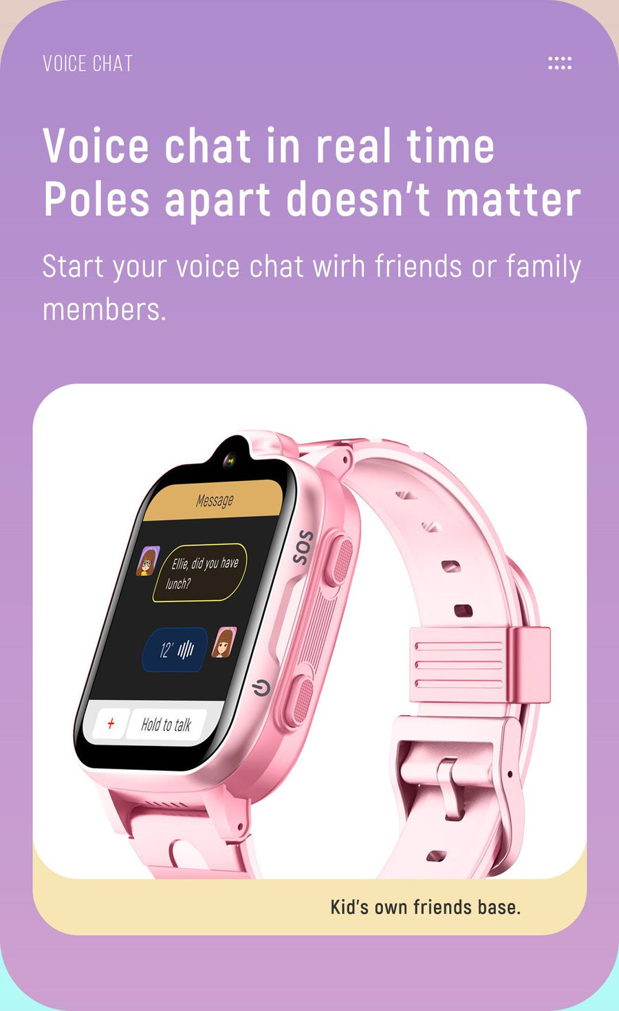Smart Kids Phone Watch - 4G Video Call GPS Tracker Smartwatch with IPX7 Waterproof IPS Touch Screen Magnetic Charge - Pink