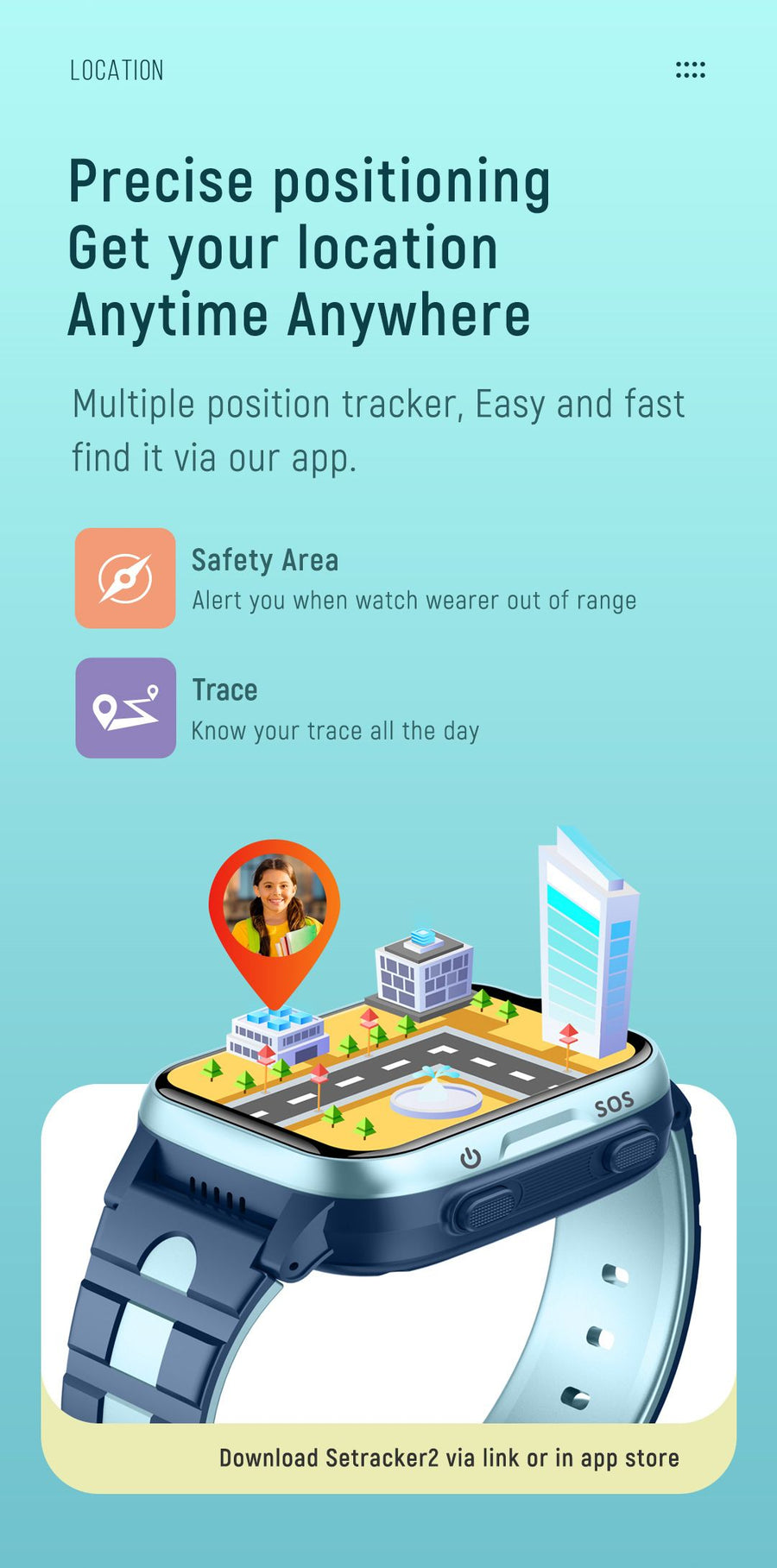 Smart Kids Phone Watch - 4G Video Call GPS Tracker Smartwatch with IPX7 Waterproof IPS Touch Screen Magnetic Charge - Pink