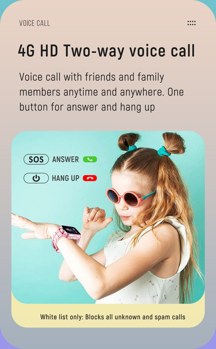 Smart Kids Phone Watch - 4G Video Call GPS Tracker Smartwatch with IPX7 Waterproof IPS Touch Screen Magnetic Charge - Pink