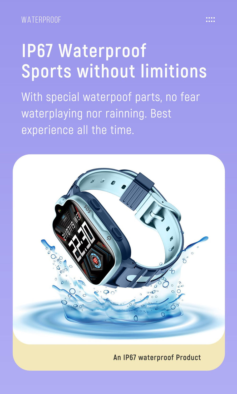 Smart Kids Phone Watch - 4G Video Call GPS Tracker Smartwatch with IPX7 Waterproof IPS Touch Screen Magnetic Charge - Pink