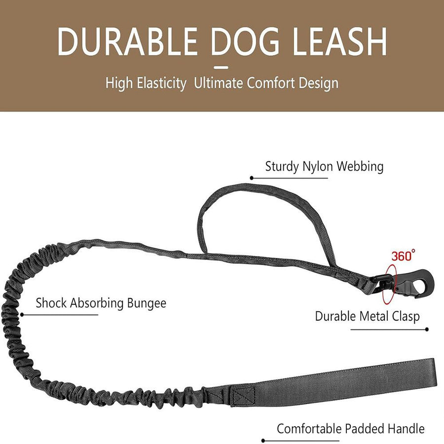 Tactical Dog Collar & Leash Set - Heavy Duty Training Collar with Matching Leash for Large Dogs - Adjustable Nylon Walking Set - Black Size L