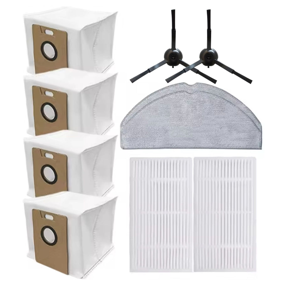 Replacement Accessory Kit Compatible with Tapo RV30 Series - 2 Side Brushes + 2 Filters + 2 Mop Pads + 4 Dust Bags - 10-Piece Set for Robot Vacuum