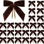 Velvet Butterfly Bow Decoration 24-Pack - Gift Wrapping Wedding Party Home Decor Christmas Tree Ornament - 2.5cm/9x9cm - Black Coffee