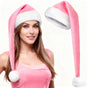 Christmas Santa Hat 2-Pack - Pink Plush Long Hat for Holiday Party Decoration, Christmas Costume Accessory - 32x45cm