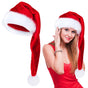 Christmas Santa Hat 2-Pack - Red Plush Long Hat for Holiday Party Decoration, Christmas Costume Accessory - 32x70cm