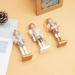 5-Piece Christmas Nutcracker Ornaments Set - 13cm Gold Glitter Wooden Puppet Hanging Decorations with Gift Box - Festive Holiday Tree Pendant for Home Party Decoration