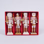 4-Piece Christmas Nutcracker Soldier Set - 12.5cm Wooden Puppet Ornaments with Gift Box - Gold 5810