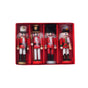 4-Piece Christmas Nutcracker Soldier Set - 12.5cm Wooden Puppet Ornaments with Gift Box - Red Feather 5813