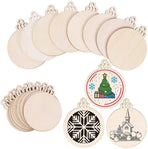 Christmas Tree Wood Slice Ornament - 100-Pack Natural Wooden Hanging Decor for Xmas Tree Holiday Party - Rustic Craft Gift with Jute Rope
