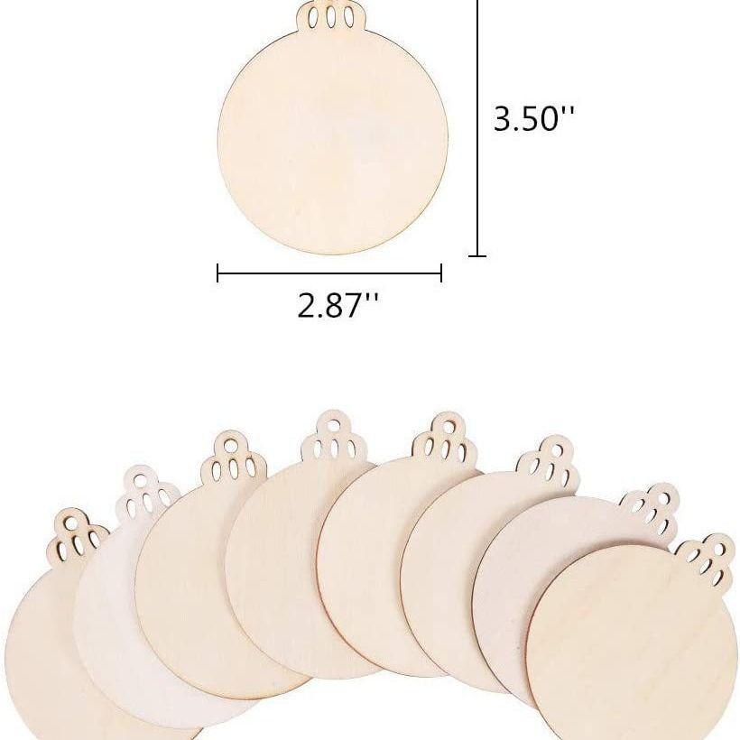 Christmas Tree Wood Slice Ornament - 100-Pack Natural Wooden Hanging Decor for Xmas Tree Holiday Party - Rustic Craft Gift with Jute Rope