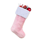 Christmas Stocking Decoration 2-Pack - Soft Plush Hanging Stocking for Fireplace Mantel Wall Door - Festive Holiday Xmas Tree Ornament Gift Bag - Pink
