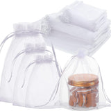 100 Pcs White Organza Bags Bulk Sheer Mesh Gift with Drawstring for Wedding Party Supplies Eid Mubarak Candy Fruit Jewelry(4 x 6 In, 7 9 8 12 In)  4 In