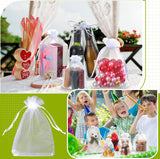 100 Pcs White Organza Bags Bulk Sheer Mesh Gift with Drawstring for Wedding Party Supplies Eid Mubarak Candy Fruit Jewelry(4 x 6 In, 7 9 8 12 In)  4 In