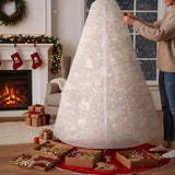 9.84 ft Upright Christmas Tree Storage Bag White Extra Large Jumbo Removal Disposal with Zipper Drawstring Waterproof Tear Proof Cover for Xmas Daily Home - Top-Down View
