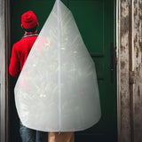 9.84 ft Upright Christmas Tree Storage Bag White Extra Large Jumbo Removal Disposal with Zipper Drawstring Waterproof Tear Proof Cover for Xmas Daily Home - 45-Degree Angle