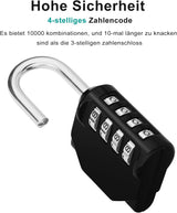 Petluno Padlock Numbers, 4-Digit Combination Lock, Weatherproof Lock for Outdoor Use (Black and Red) 2 Pieces, A-black&red 2P - Front View