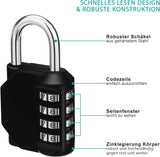 Petluno Padlock Numbers, 4-Digit Combination Lock, Weatherproof Lock for Outdoor Use (Black and Red) 2 Pieces, A-black&red 2P - Side View