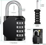 Petluno Padlock Numbers, 4-Digit Combination Lock, Weatherproof Lock for Outdoor Use (Black and Red) 2 Pieces, A-black&red 2P - Top-Down View