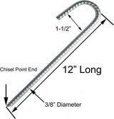 Ground Rebar Stakes Heavy Duty Steel Staples Anchors Garden Stake Pegs for Camping Tents Trampoline 12 inch, 6pack - Front View