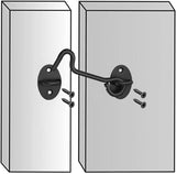 3-inch Heavy Duty Hook and Eye Latch - 1x Barn Door Lock, 4X Mounting Screws - Stainless Steel Hooks for Door, Windows, Sheds, Fences, Gates, Closets, Cabinets - Rear View