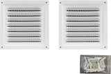 2pcs Attic Vent Soffit Vent Aluminum Wall Vent Metal Shed Vent Square Vent Louver Vent Grille with Built-in Insect Screen for Exterior Door House Attic Garage Ceiling (White 8