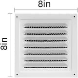 2pcs Attic Vent Soffit Vent Aluminum Wall Vent Metal Shed Vent Square Vent Louver Vent Grille with Built-in Insect Screen for Exterior Door House Attic Garage Ceiling (White 8