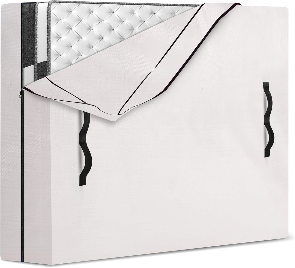 Mattress Bags for Moving and Storage with 8 Handles - Cover Heavy Duty, Strong Zipper Closure, Supplies & Bag Semi-Transparent, Queen