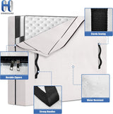 Mattress Bags for Moving and Storage with 8 Handles - Cover Heavy Duty, Strong Zipper Closure, Supplies & Bag Semi-Transparent, Queen - Top-Down View