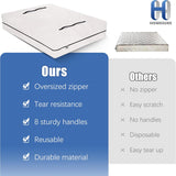 Mattress Bags for Moving and Storage with 8 Handles - Cover Heavy Duty, Strong Zipper Closure, Supplies & Bag Semi-Transparent, Queen - Rear View
