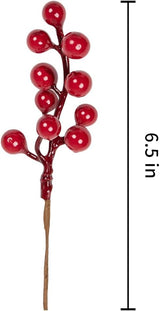 Christmas Tree Decoration - 32-pack - Artificial Red Berry Stems - 16.5 cm - Christmas Berries - Suitable for Christmas, Winter, Holiday, DIY, Decorations