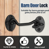 Biaungdo Heavy Duty Hook and Eye Latch, 3 Inch Black Privacy Hook Barn Door Lock Easy Lock, Stainless Steel Gate Latch for Doors/Windows/Sheds/Gates/Fences/Closets/Cabinets, 1 Pack - Top-Down View