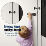 Biaungdo Heavy Duty Hook and Eye Latch, 3 Inch Black Privacy Hook Barn Door Lock Easy Lock, Stainless Steel Gate Latch for Doors/Windows/Sheds/Gates/Fences/Closets/Cabinets, 1 Pack - Rear View