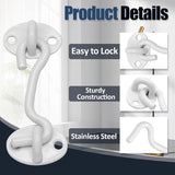 Biaungdo Heavy Duty Hook and Eye Latch, 3 Inch White Privacy Hook Barn Door Lock Easy Lock, Stainless Steel Gate Latch for Doors/Windows/Sheds/Gates/Fences/Closets/Cabinets, 1 Pack - Front View