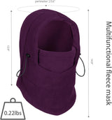 Breathable Adjustable Hat, Winter Balaclava, Ski Mask with Thick Warm Fleece Face Cover for Snowboarding, Skiing - Front View