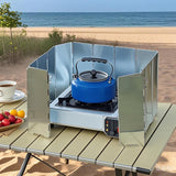 Outdoor Stove Windscreen Ultra light Aluminum foldable Camping Stove Windshield with Carrying bag for Butane Stoves Picnic (8 Plates) - Front View