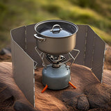 Outdoor Stove Windscreen Ultra light Aluminum foldable Camping Stove Windshield with Carrying bag for Butane Stoves Picnic (8 Plates)